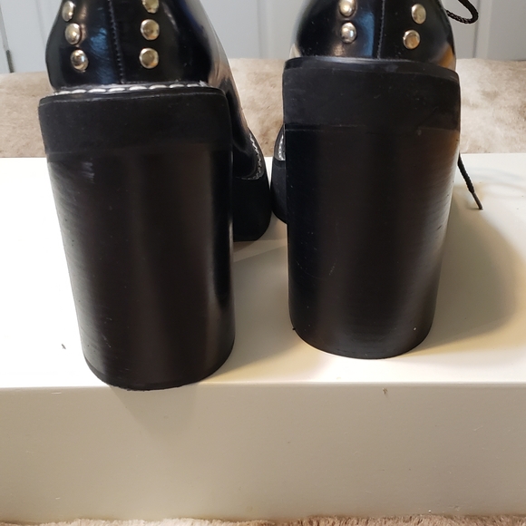 Jeffrey Campbell Black Lace Up Shoes with Silver Accents Handmade Havana Last - Picture 4 of 6